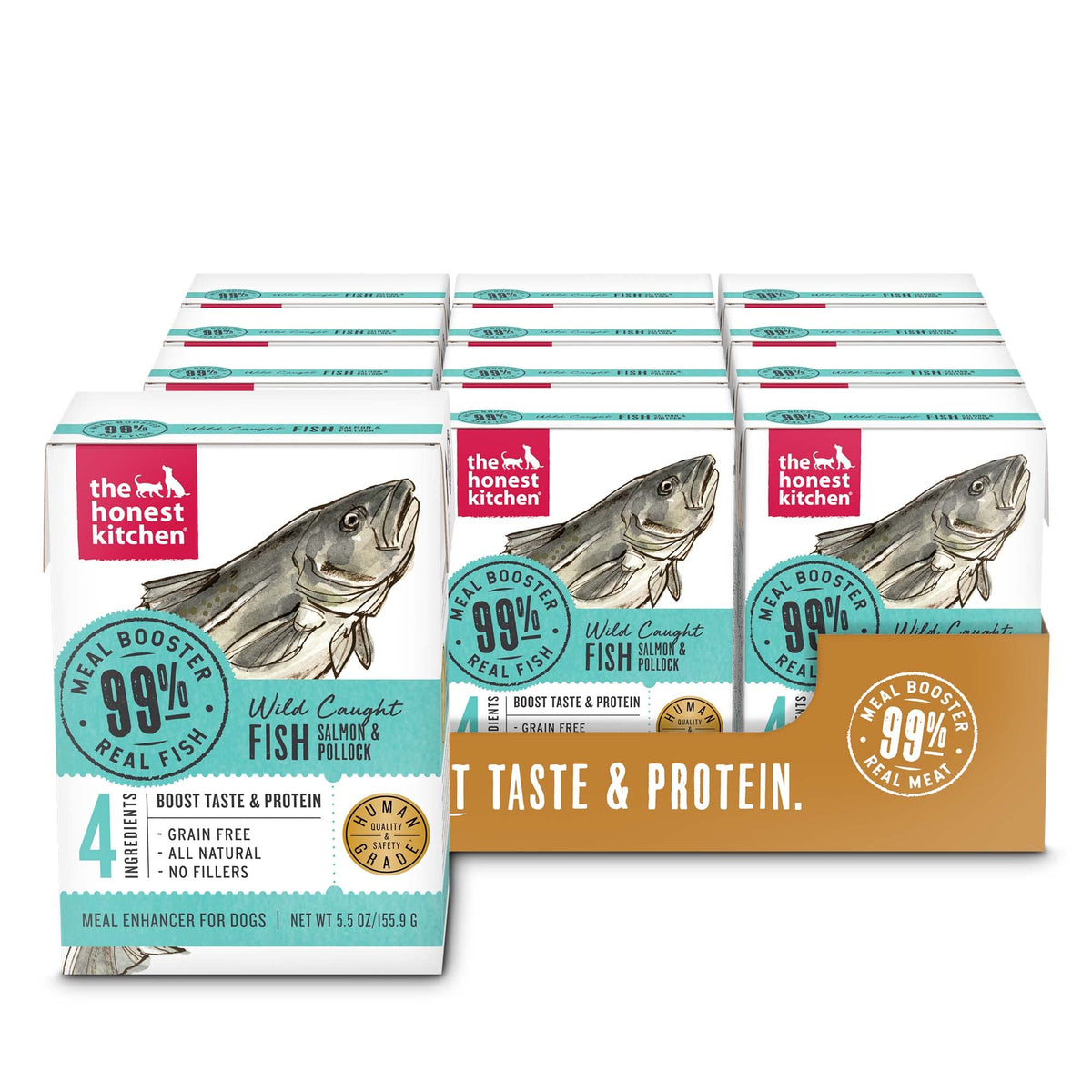 The Honest Kitchen jar of 99% salmon and pollock meal booster for clean protein.