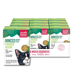 The Honest Kitchen minced chicken in bone broth gravy cat food can label, complete meal option