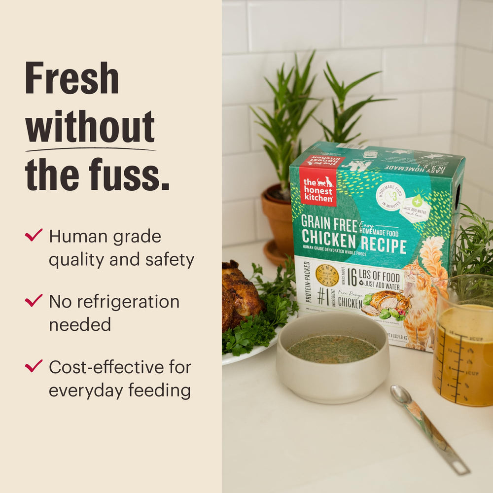 The Honest Kitchen no artificial preservatives image communicates clean-label quality.