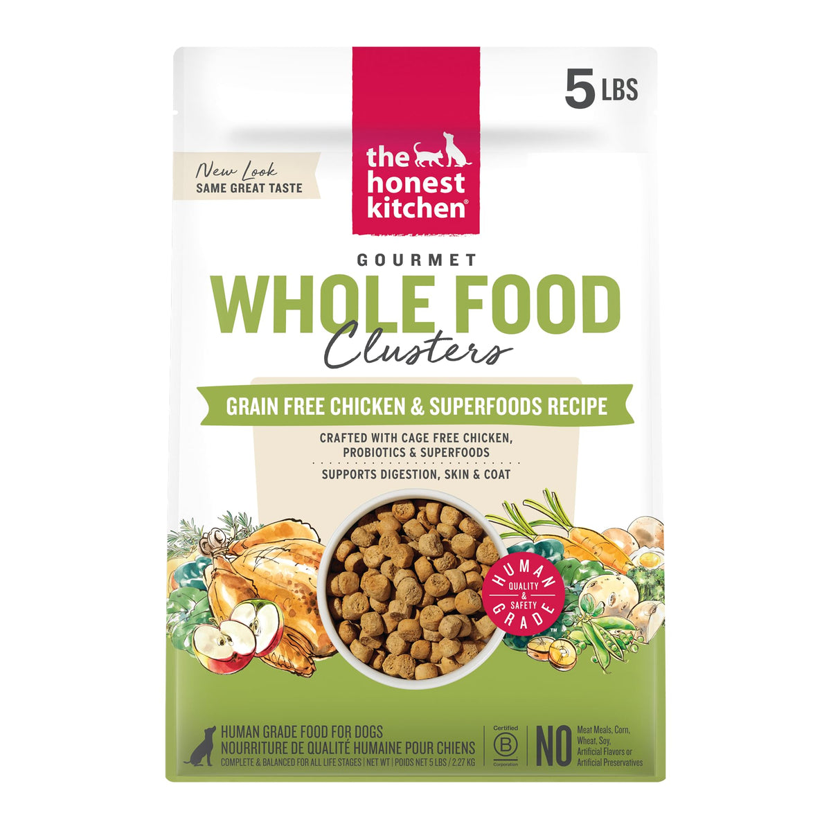 The Honest Kitchen whole food clusters chicken dry dog food 5 lb bag – nutrition for all stages.