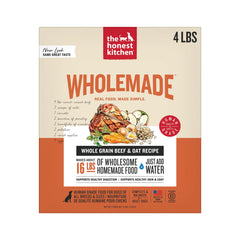 The Honest Kitchen Wholemade beef and oats bowl offers a ready-to-serve wholesome meal.