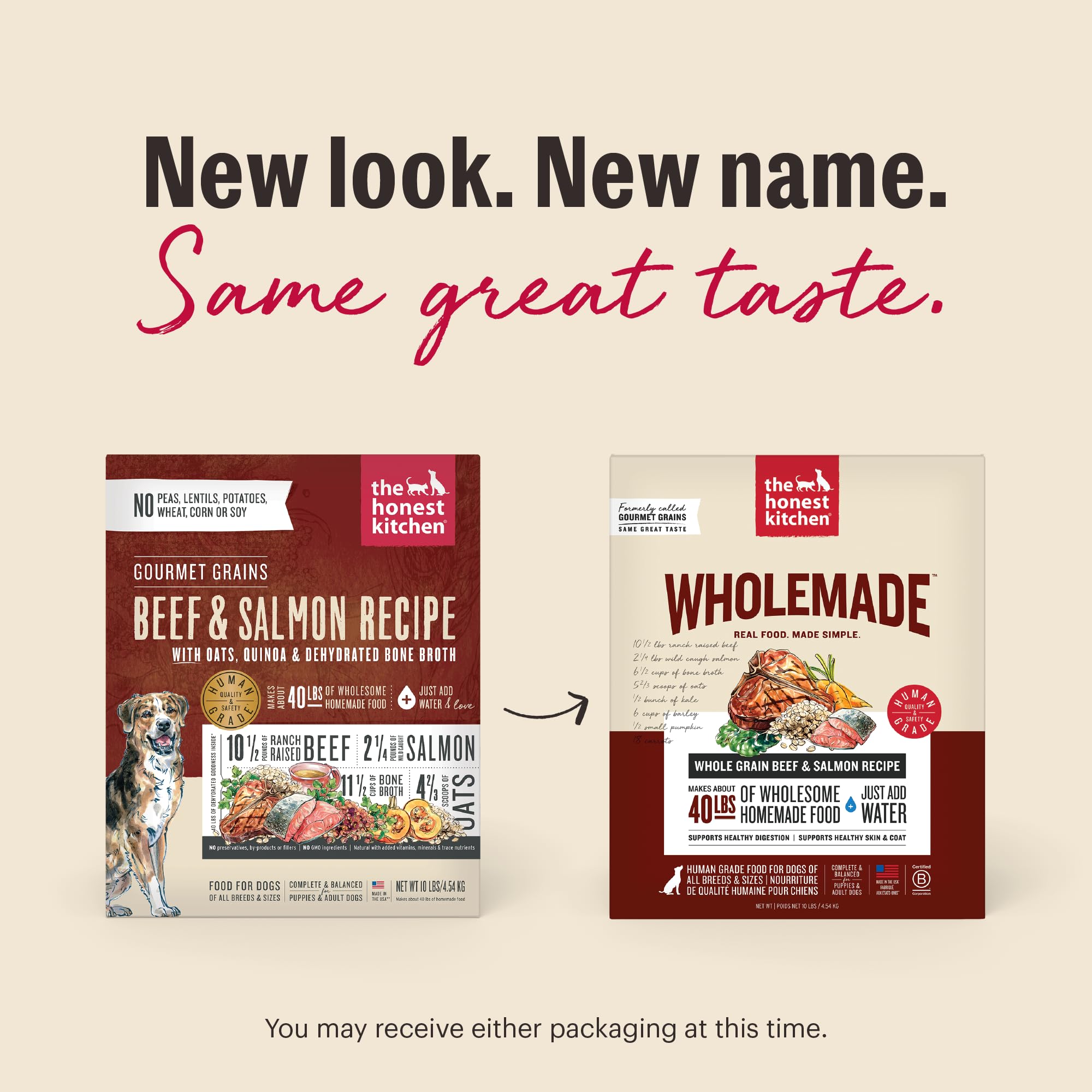 Rehydration step shows warm water transforming WholeMade into a fresh meal.