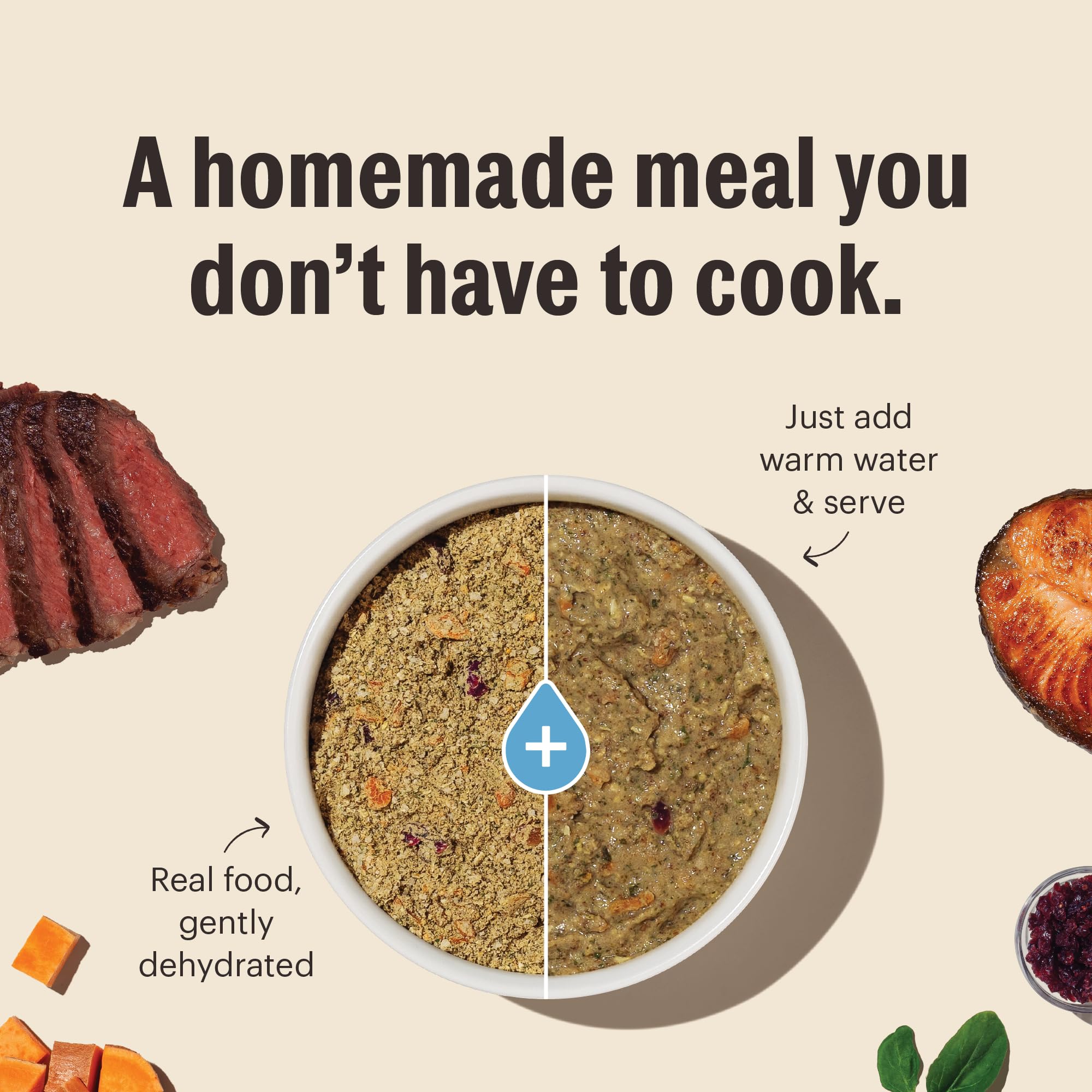 Served in a bowl, WholeMade can be a complete meal or a kibble topper.