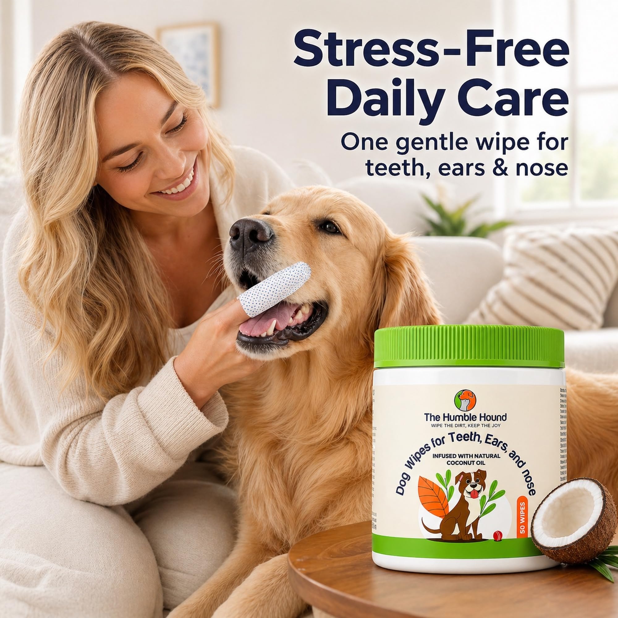 The Humble Hound 50-count package designed for daily care and value.