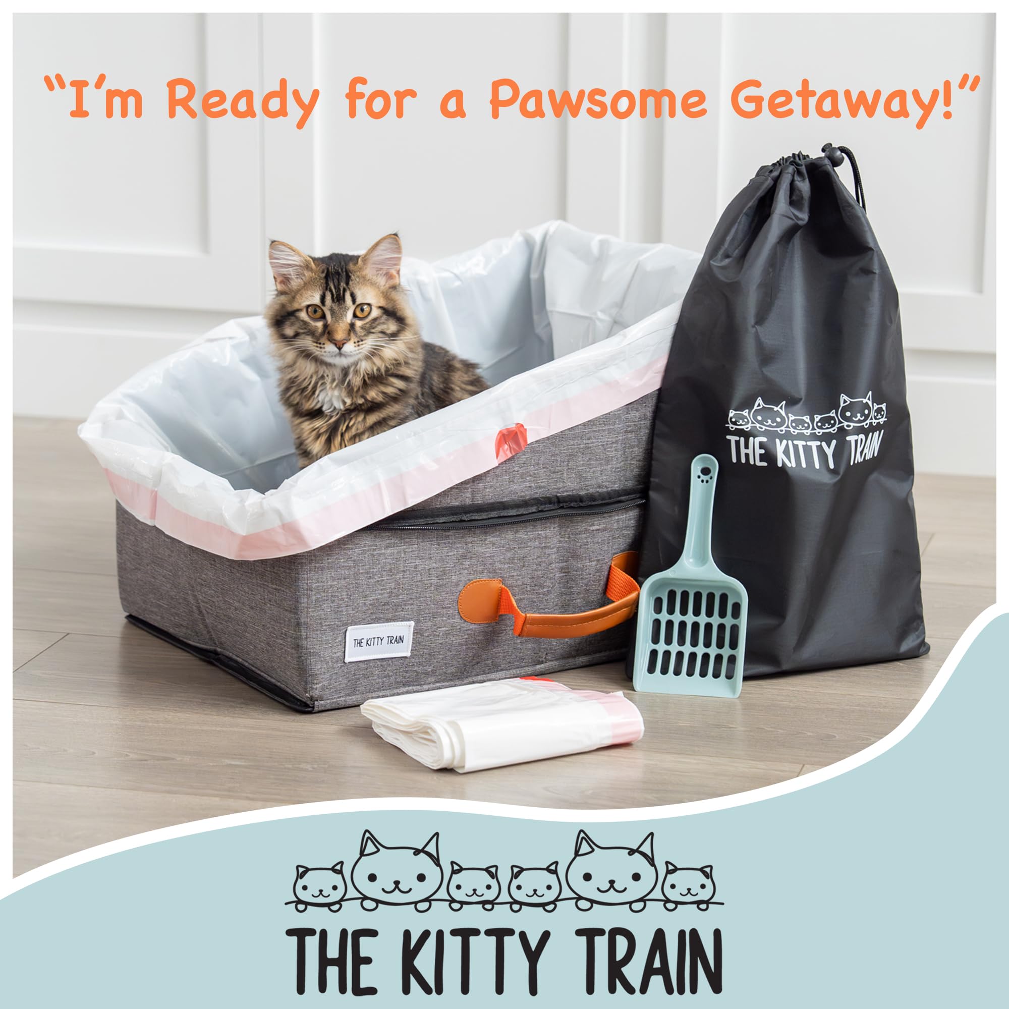 The Kitty Train pee shield side view highlighting contained litter during travel.
