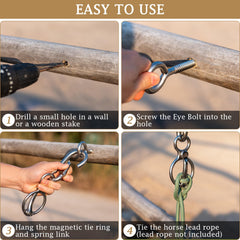 The MajesticMane large carabiner clip attached to eye bolt.