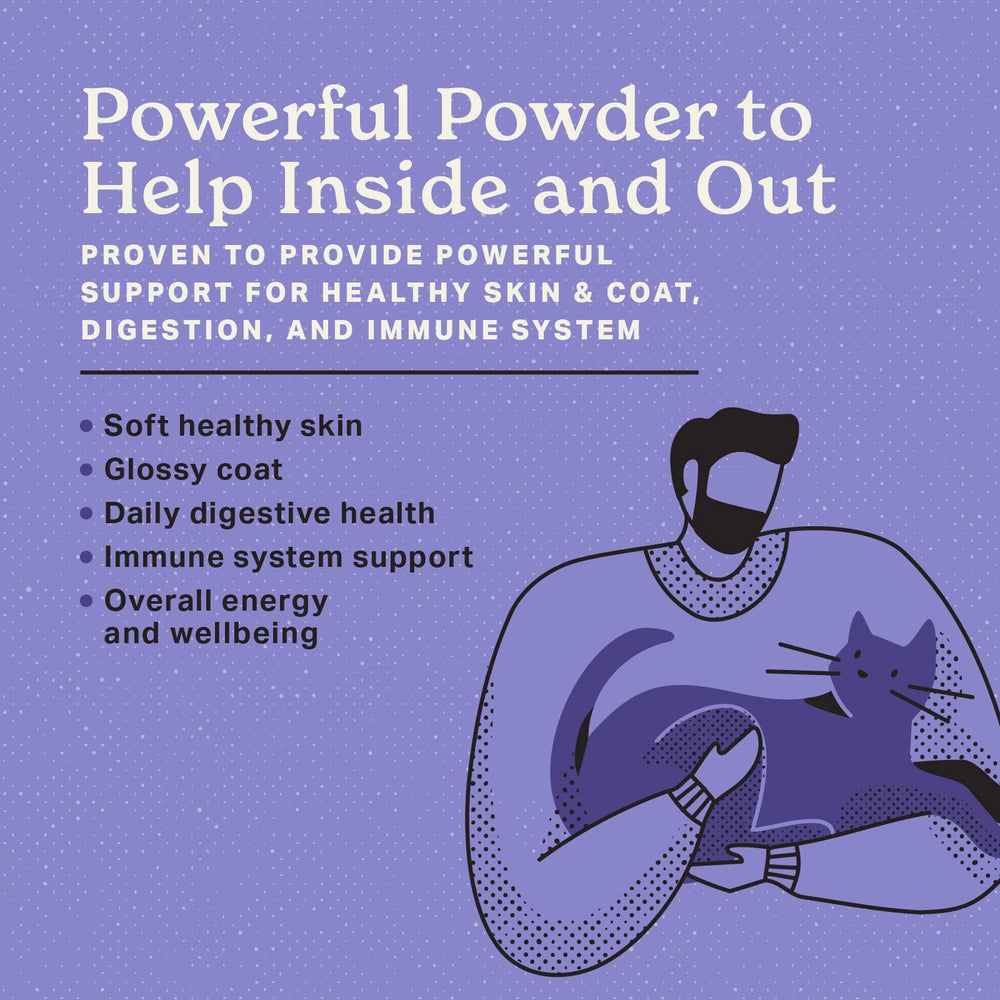 The Missing Link feline superfood bag back lists ingredients for balanced omegas and immunity