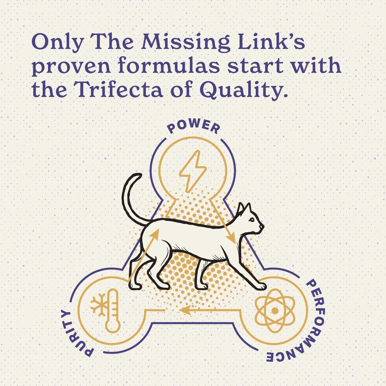 The Missing Link feline superfood label closeup emphasizes purity and cold-process nutrition