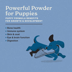 The Missing Link puppy-supplement powder pours over meals.