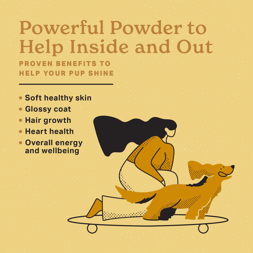 Ingredients list shows vitamins, biotin, and omega blends for skin support.