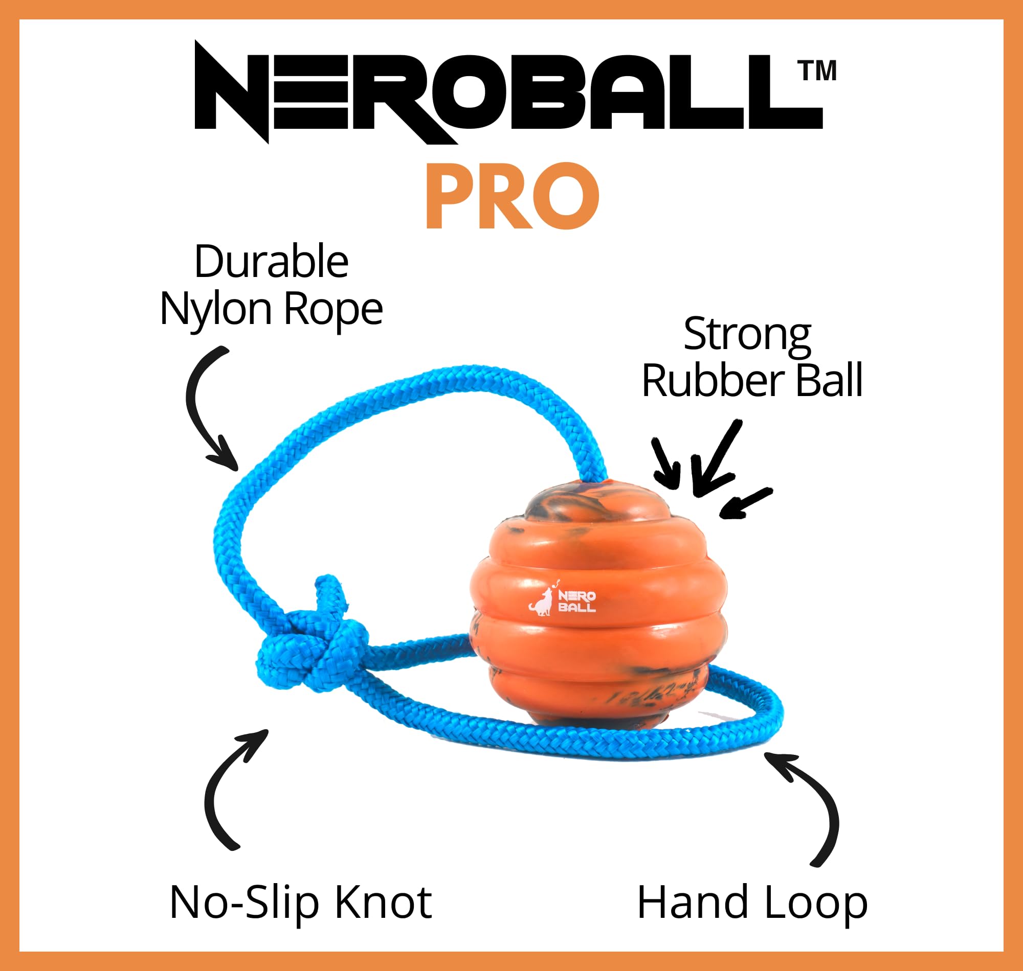 Nero Ball Pro ball on rope enables accurate throwing and fetch.