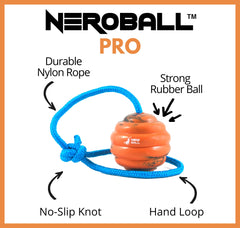 Nero Ball Pro ball on rope enables accurate throwing and fetch.