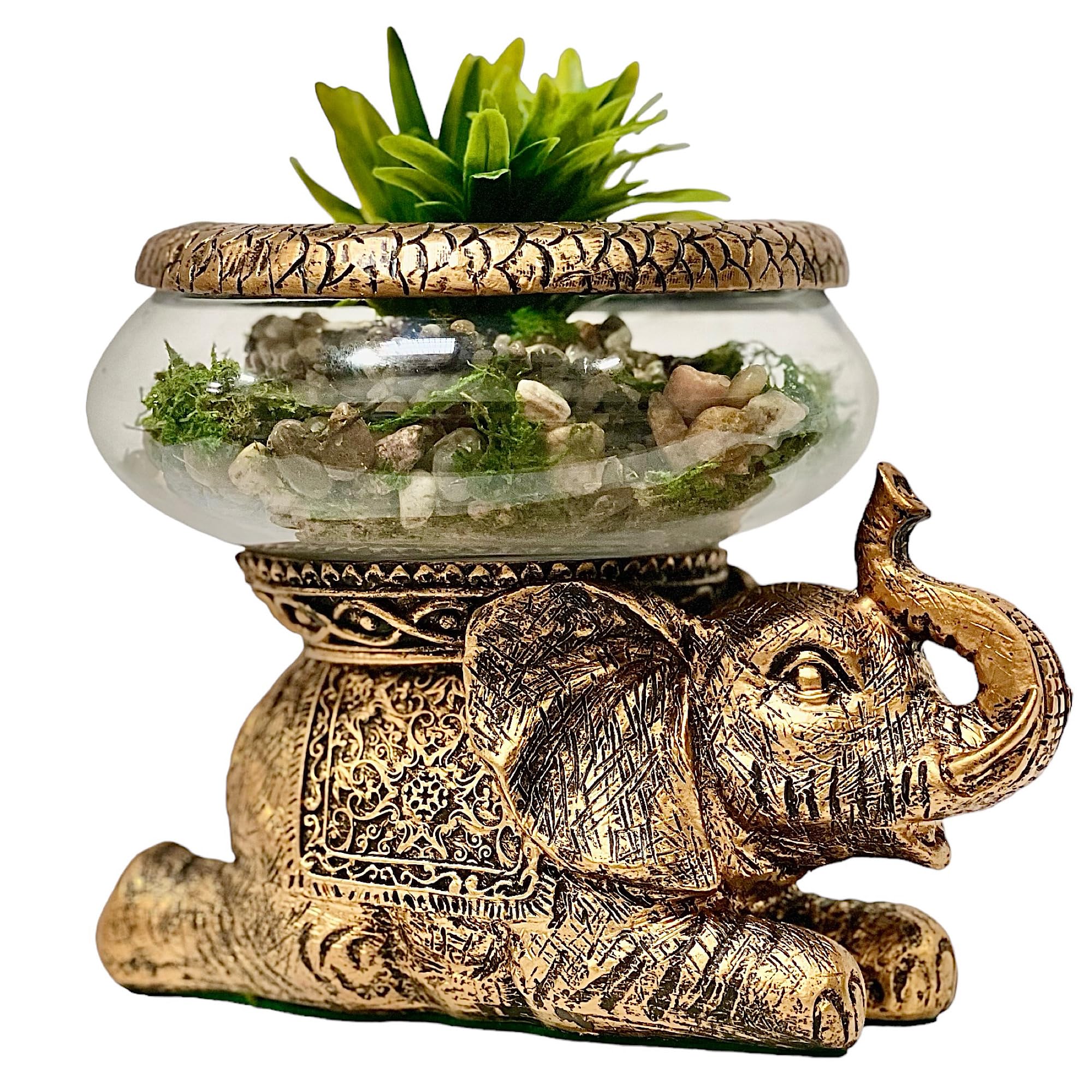 The Nifty Nook Good Luck Elephant figurine with raised trunk for positive energy and home decor.
