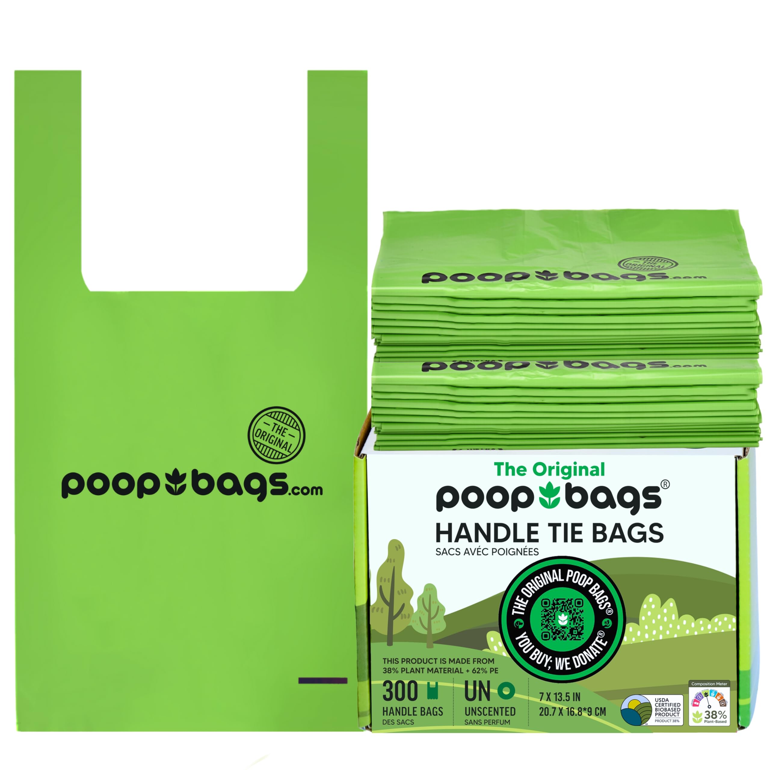 The Original Poop Bags plant-based materials for eco-friendly and clean dog walks.