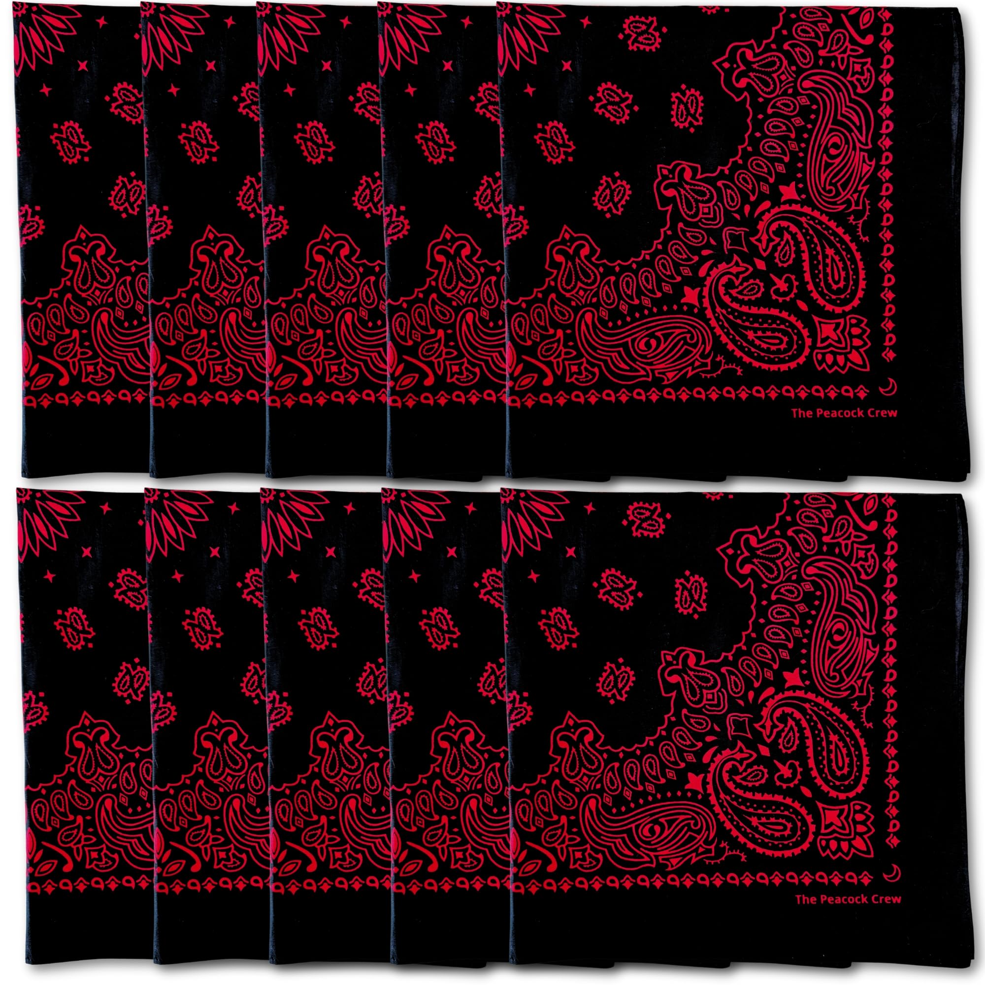 The Peacock Crew bandana close-up showing soft cotton texture for comfortable wear.