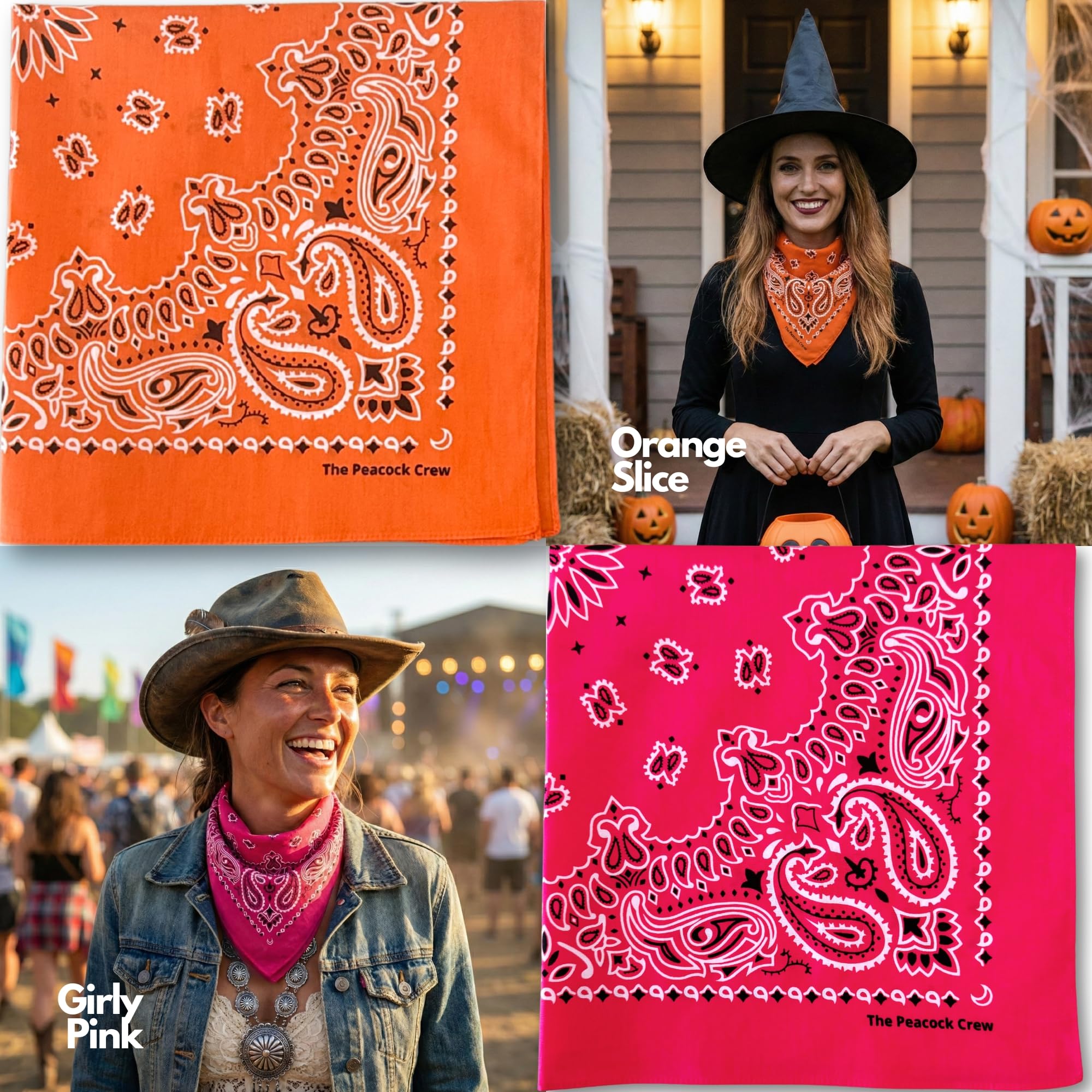 The Peacock Crew black and white bandana for versatile styling and breathable comfort