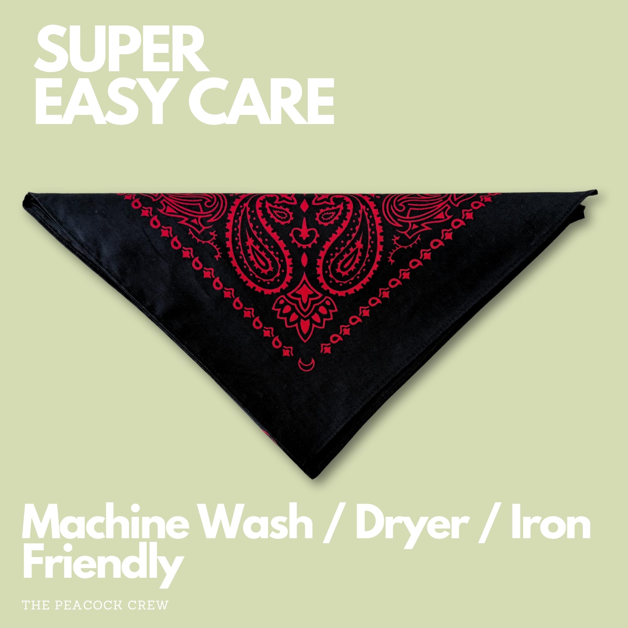 The Peacock Crew bandana features durable thick cotton for lasting wear.