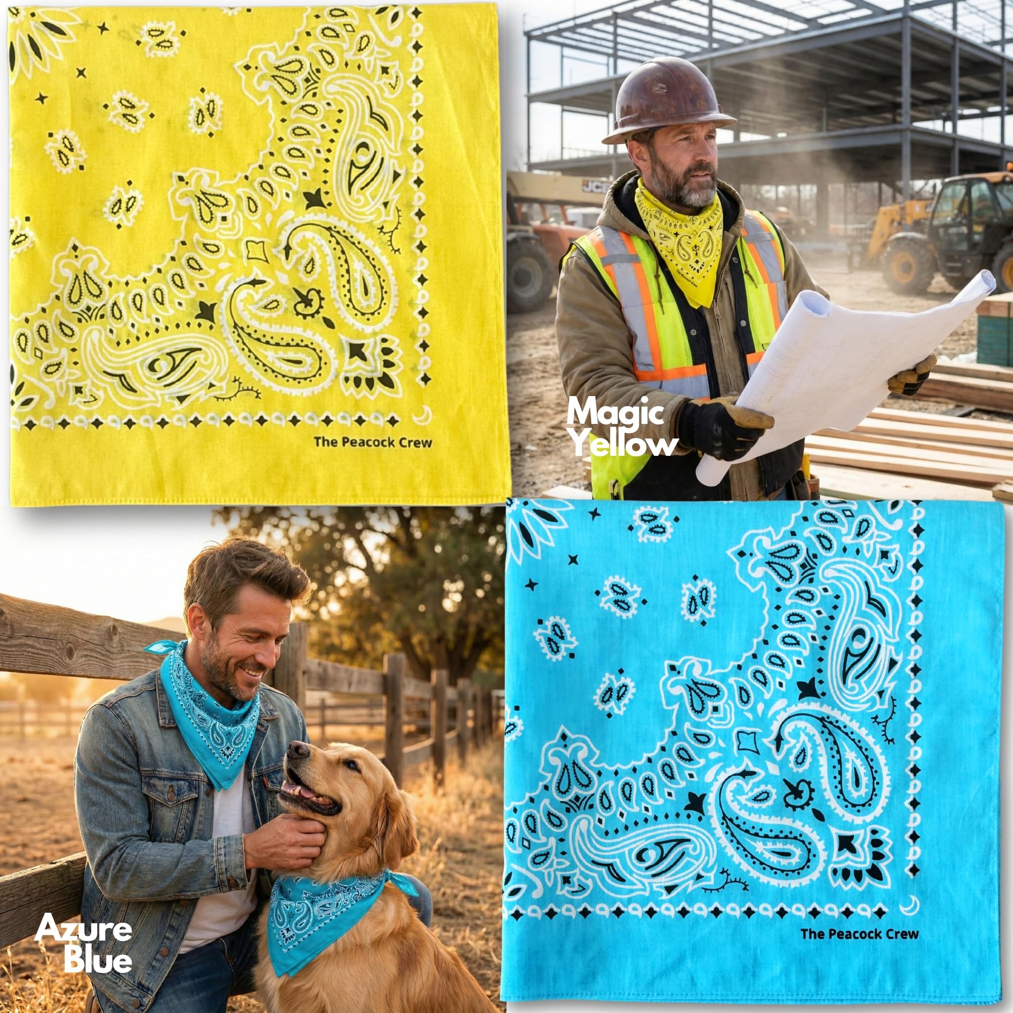 The Peacock Crew magic yellow bandana brightens looks for festivals or workouts