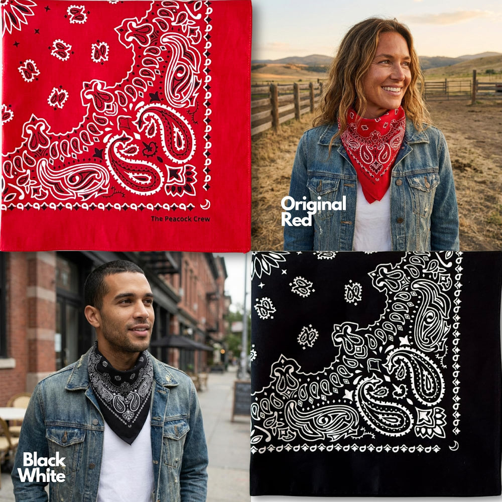 The Peacock Crew orange slice bandana adds bold flair for outdoor events