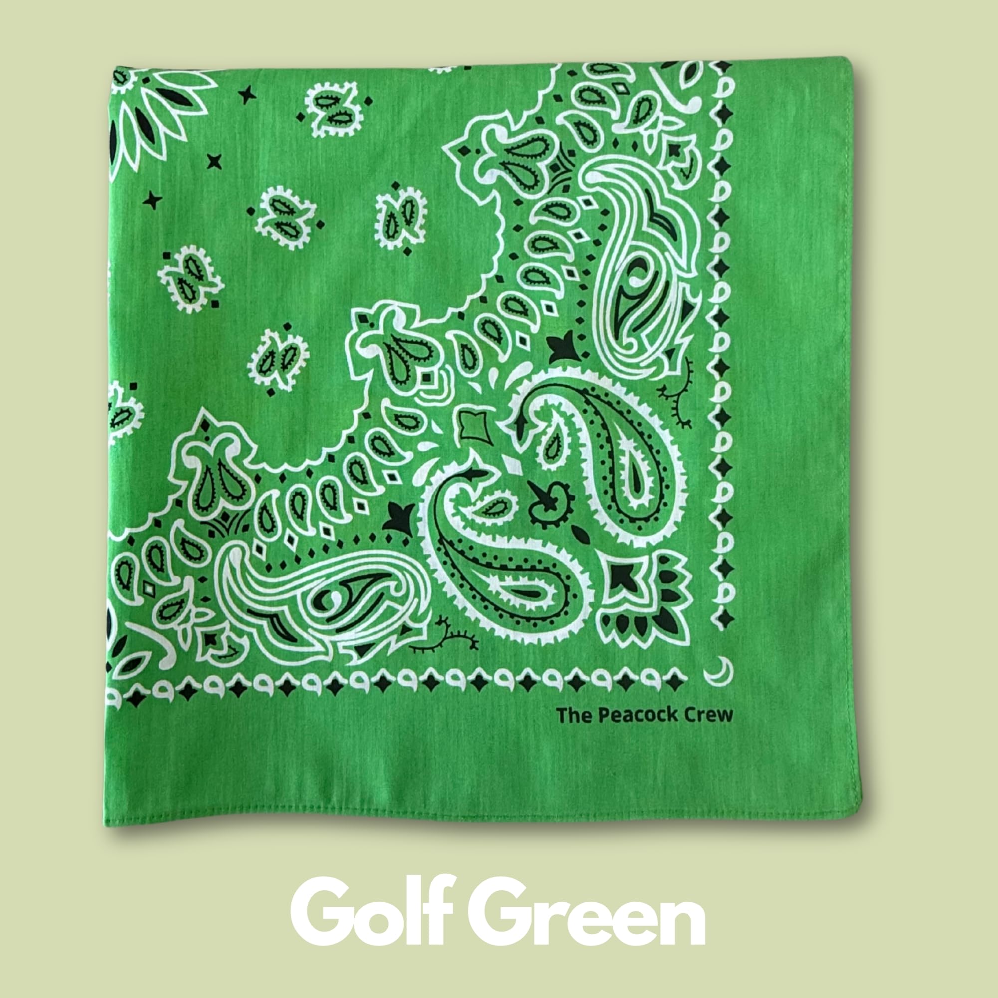 The Peacock Crew Greens 22 x 22 inches bandana is durable