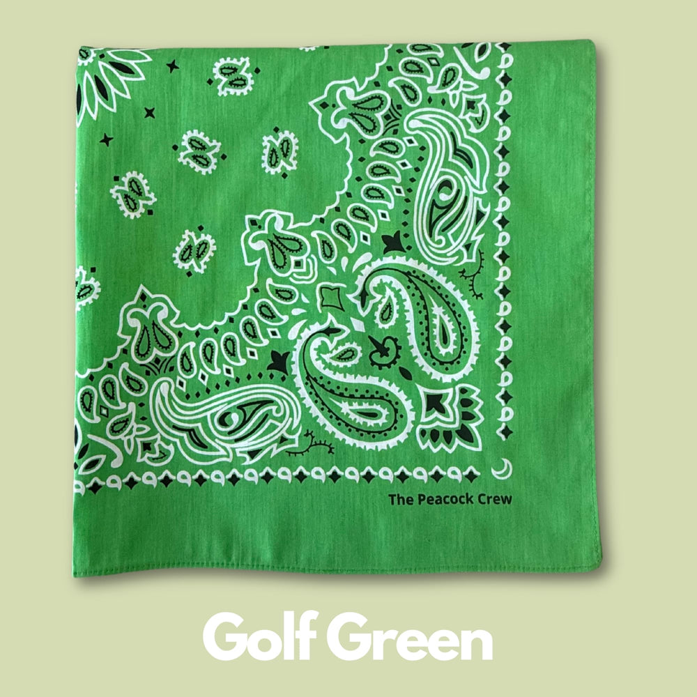 The Peacock Crew Greens 22 x 22 inches bandana is durable