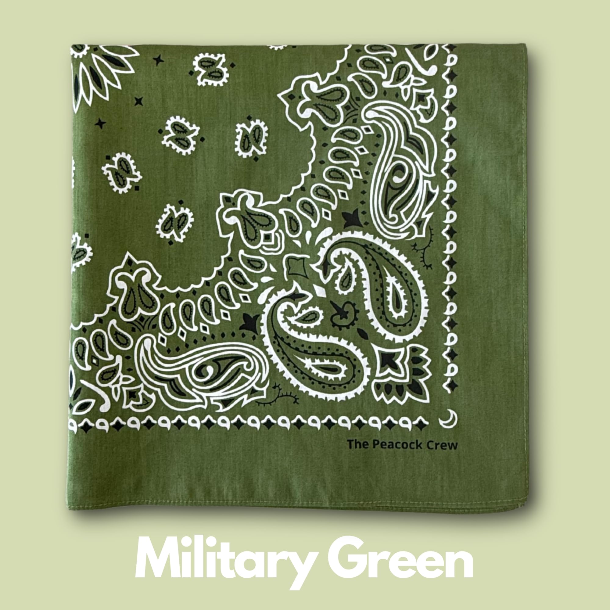 The Peacock Crew Greens bandana care guide for easy washing
