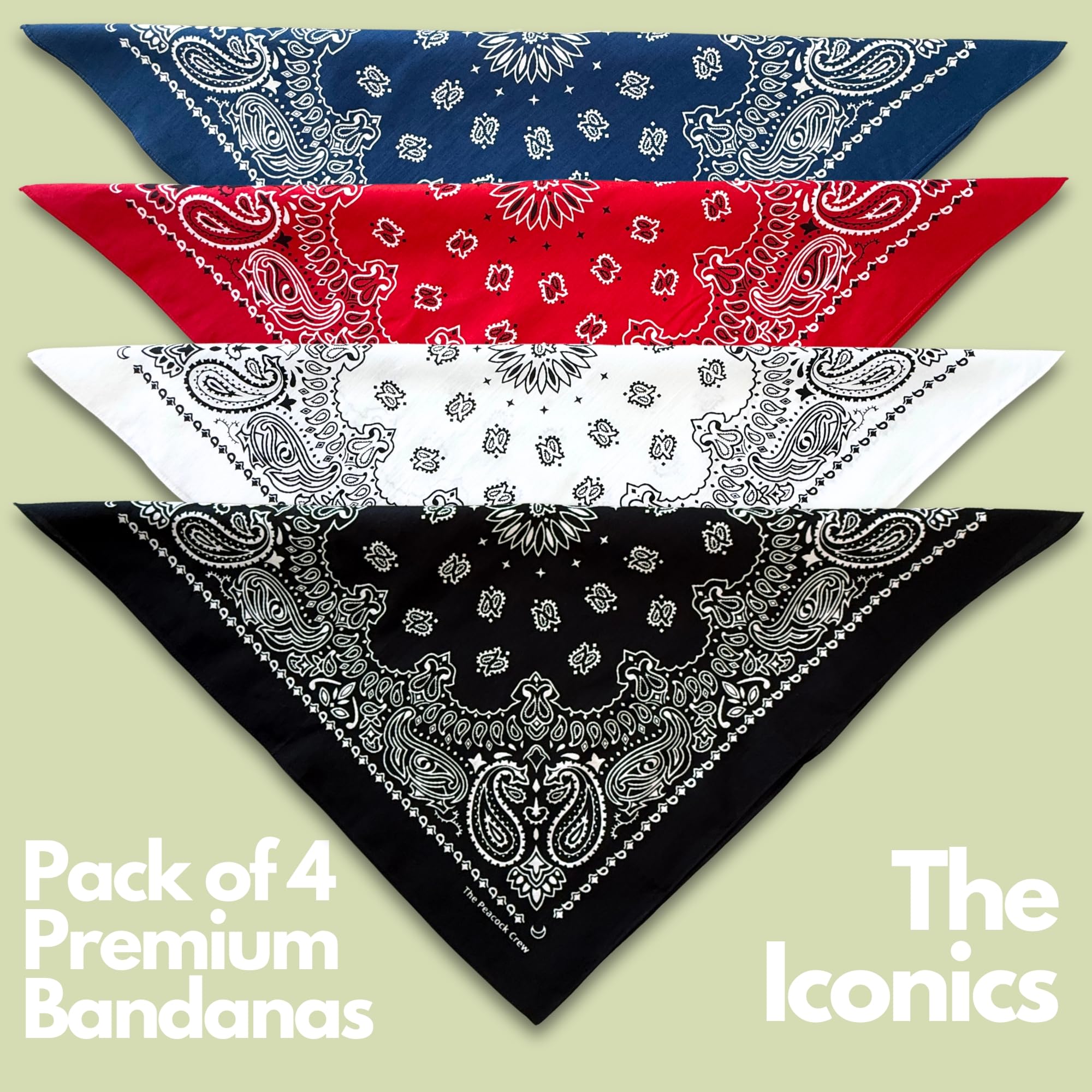 The Peacock Crew Iconics bandana in white adds crisp contrast to casual looks.