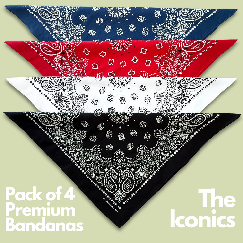 The Peacock Crew Iconics bandana in white adds crisp contrast to casual looks.