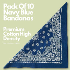The Peacock Crew navy blue bandana with durable seams for long-lasting use.