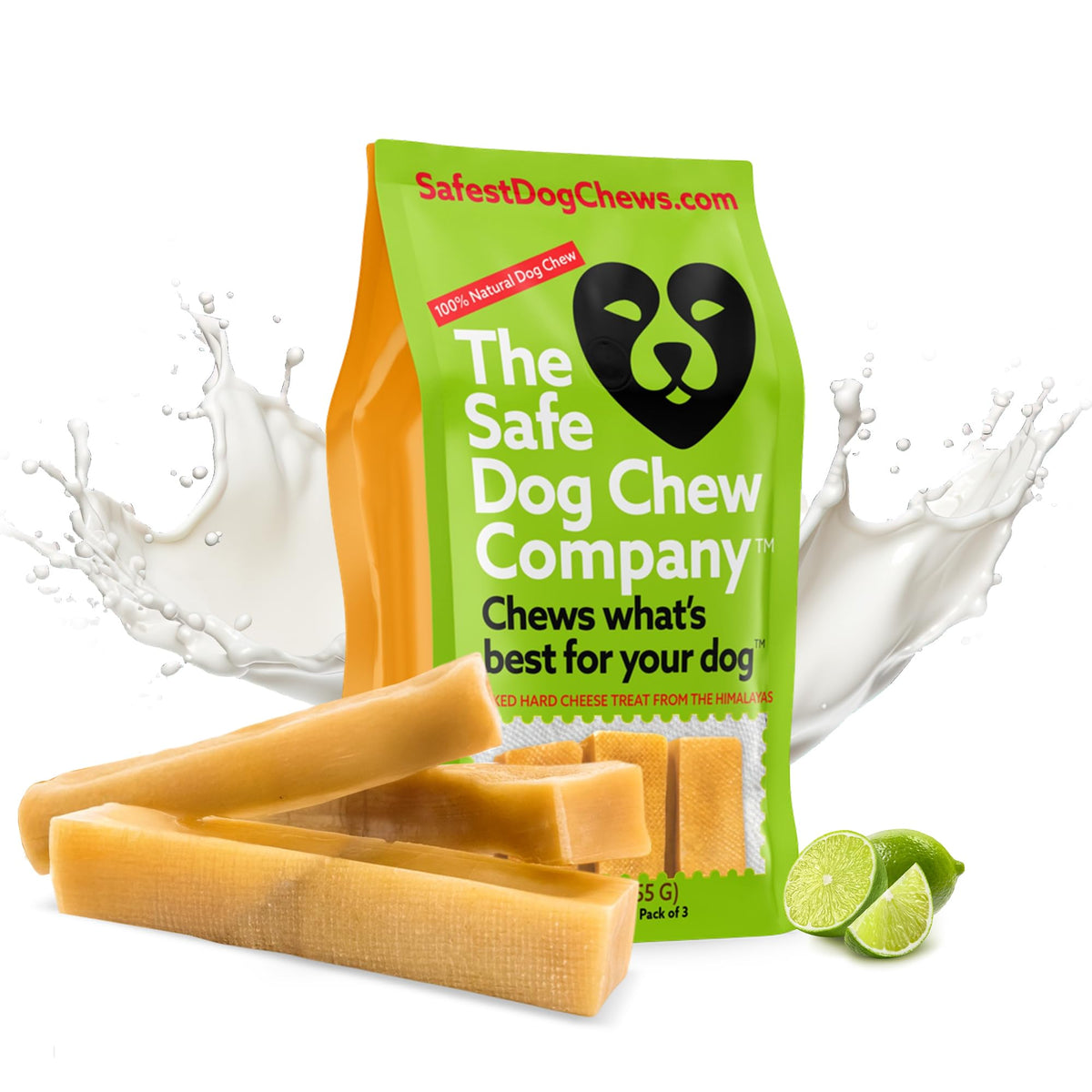 The Safe Dog Chew Company XLarge yak cheese chew – front view for large breeds, long-lasting flavor.