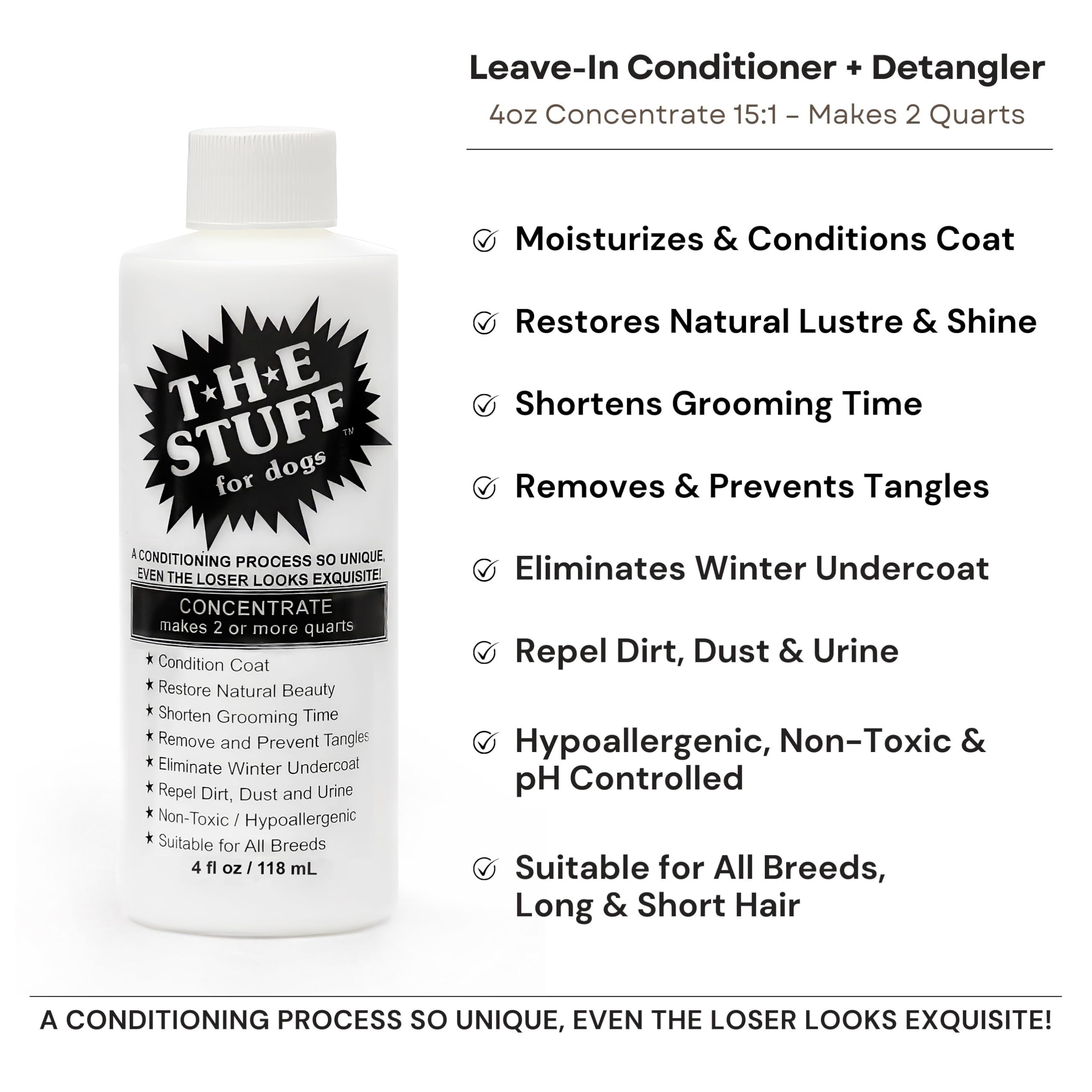 The Stuff Leave-In Detangler applied on wet fur for smoother combing and styling.