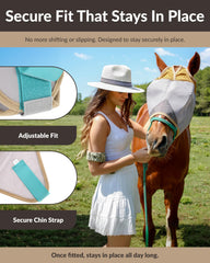 The Sunny Zebra comfort-padding mask guards against rubbing on forehead, nose, and throat.