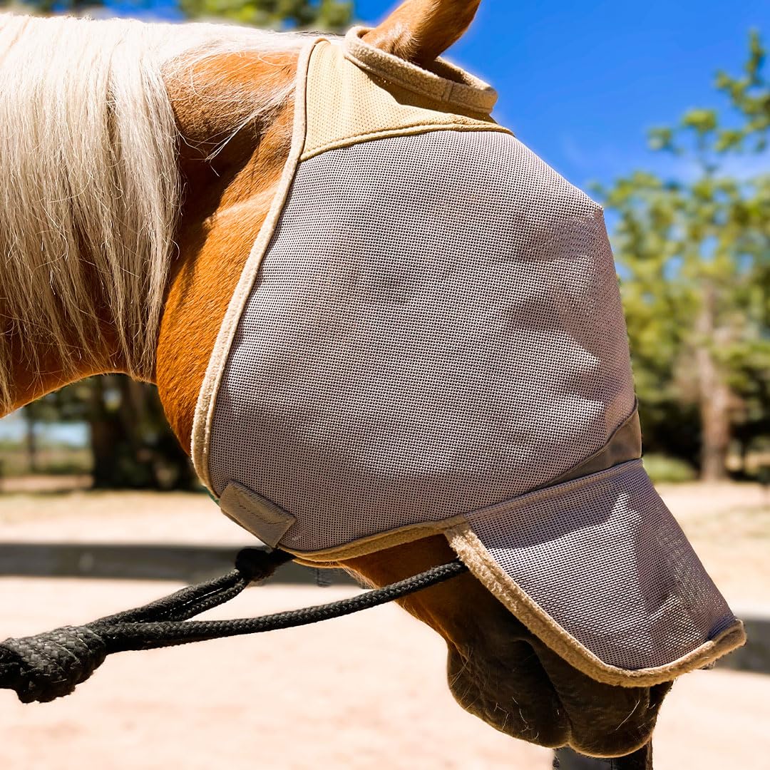 The Sunny Zebra fly mask strap offers secure, adjustable fit during workouts.