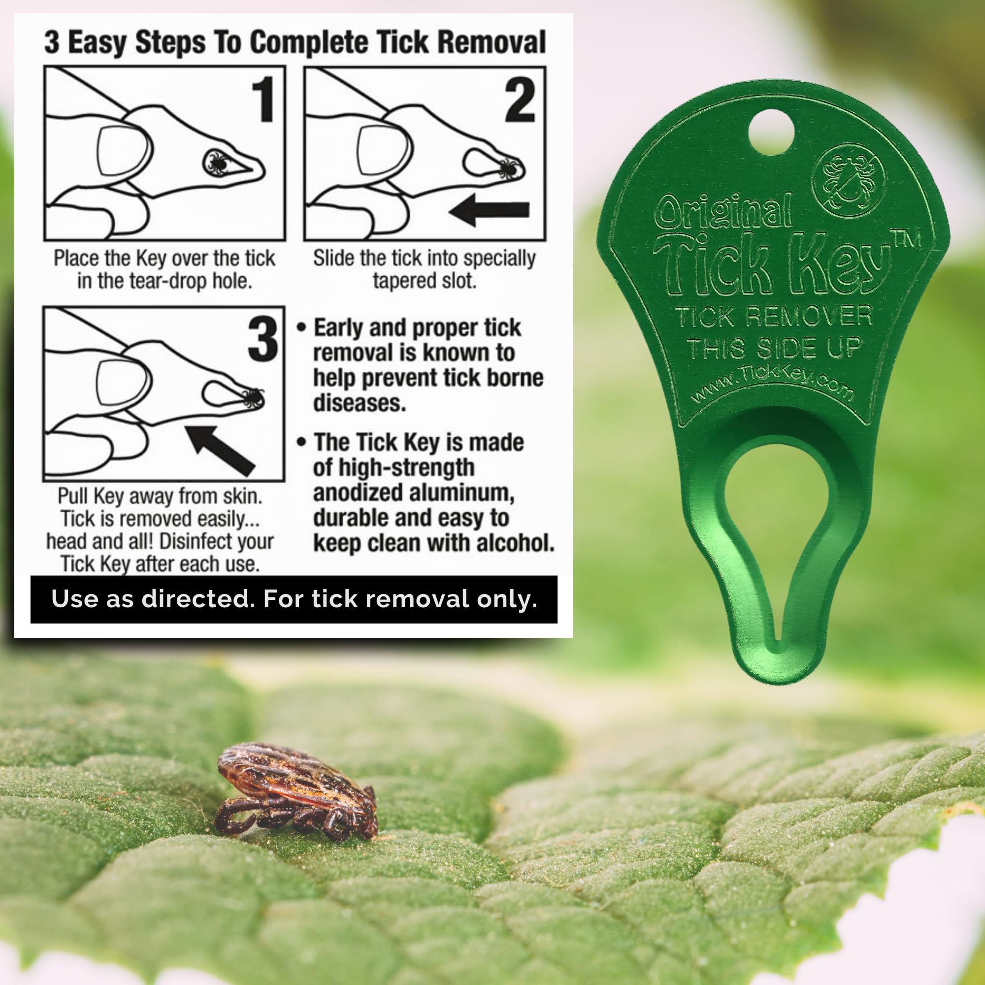 The Tick Key Earth edition three-pack back view, compact outdoor kit.