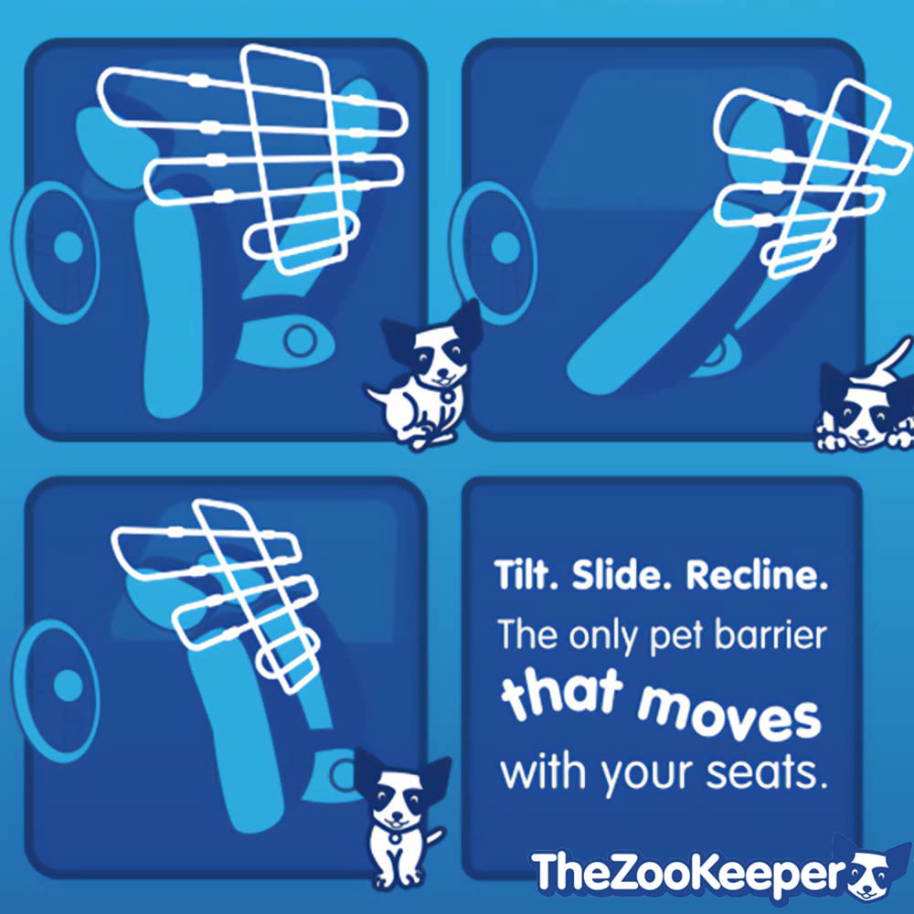 The ZooKeeper EZ Barrier tilts, slides, and reclines for flexible seating and pet comfort.