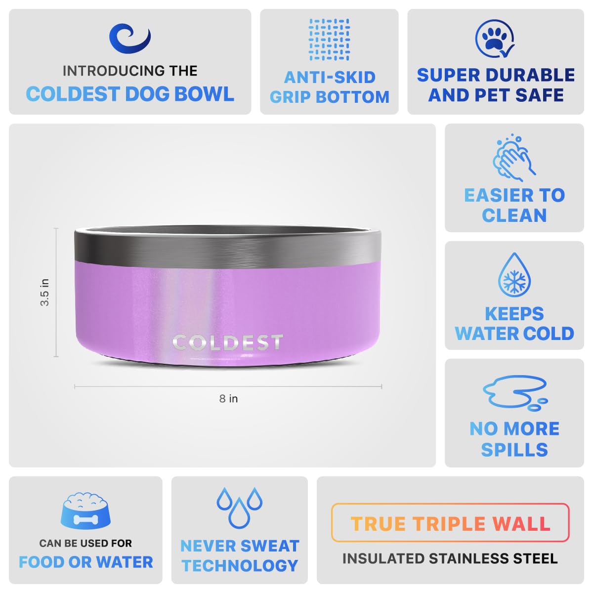 The Coldest Water Colddog Bowl is dishwasher safe for easy cleaning.