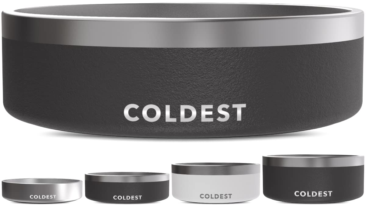 The Coldest Water anti-rust metal dog bowl with durable construction for long-lasting use.