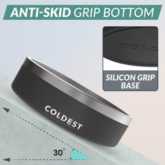 The Coldest Water dog bowl with non-slip base prevents spills during meals.