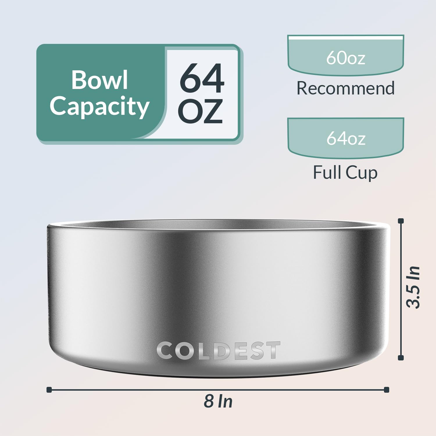 The Coldest Water Rust-resistant stainless steel dog bowl stands up to daily use.