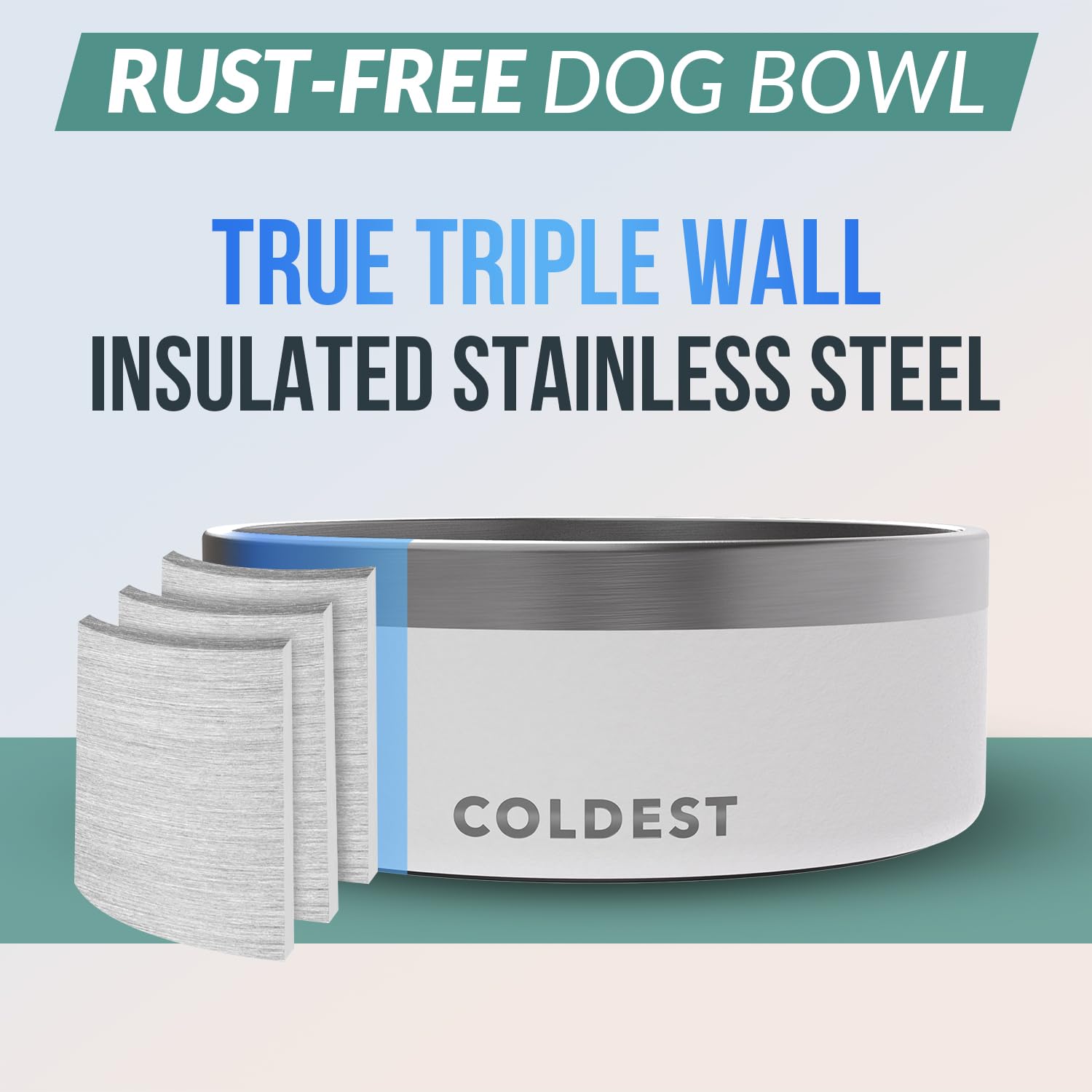 The Coldest Water Rust-resistant Colddog Bowl withstands daily use.