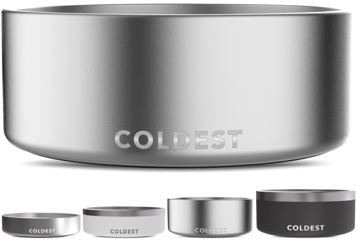 The Coldest Water Coldest Dog Bowl with triple-wall insulation keeps water cold longer.
