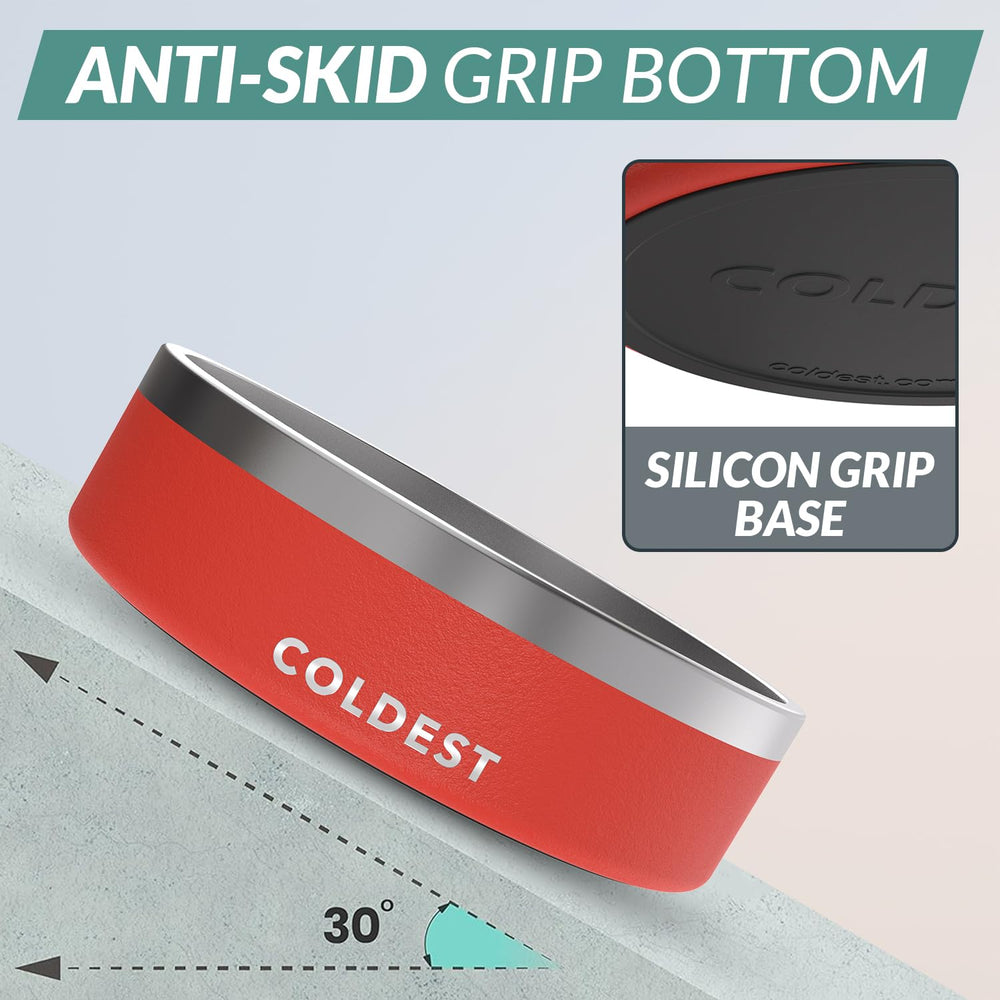The Coldest Water dog bowl with anti-slip base prevents spills during meals.