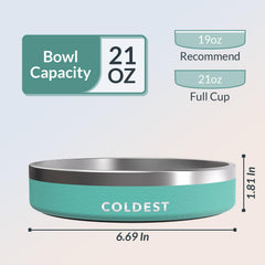 The Coldest Water dog bowl spill-proof design keeps feeding areas clean