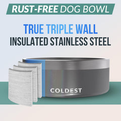 The Coldest Water dog bowl with three-layer insulation for cooler water