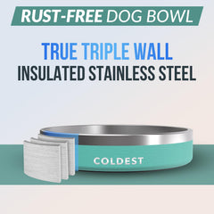 The Coldest Water dog bowl featuring triple-wall insulation for long-lasting performance