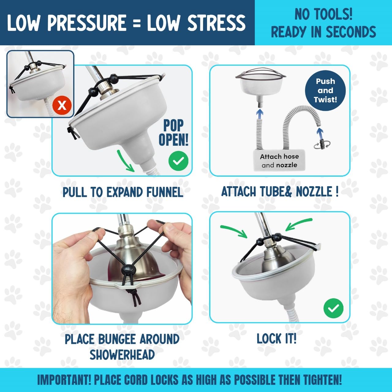 Easy-install dog bath attachment ready for home grooming sessions.