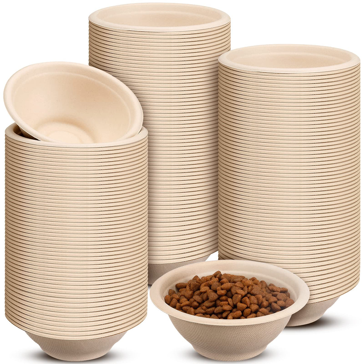 Thenshop 200-pcs biodegradable pet bowls pack for bulk outdoor feeding