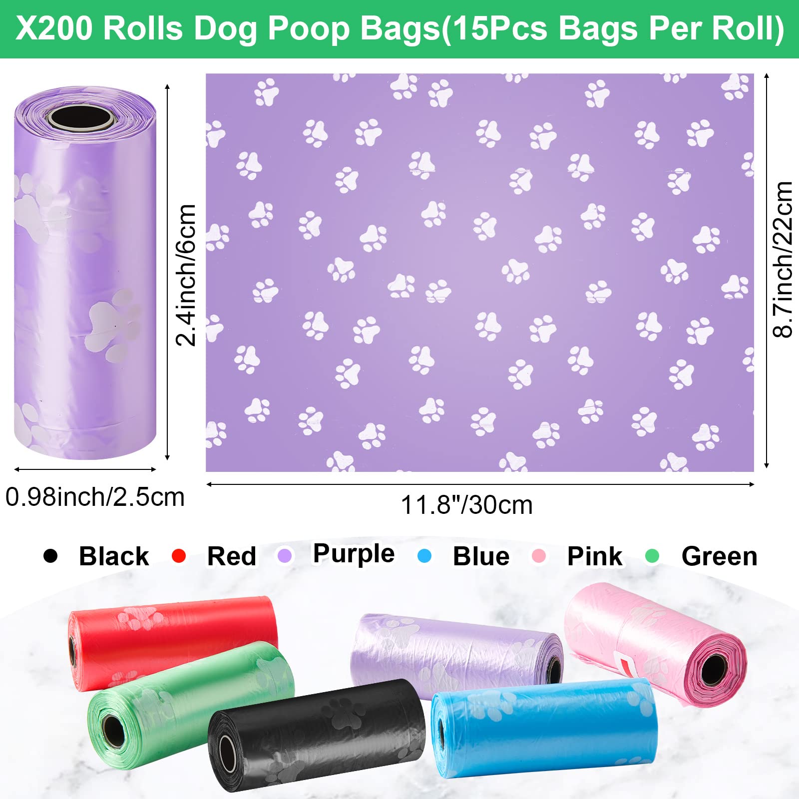 Thenshop poop bags in 22x30 cm size for practical cleanup