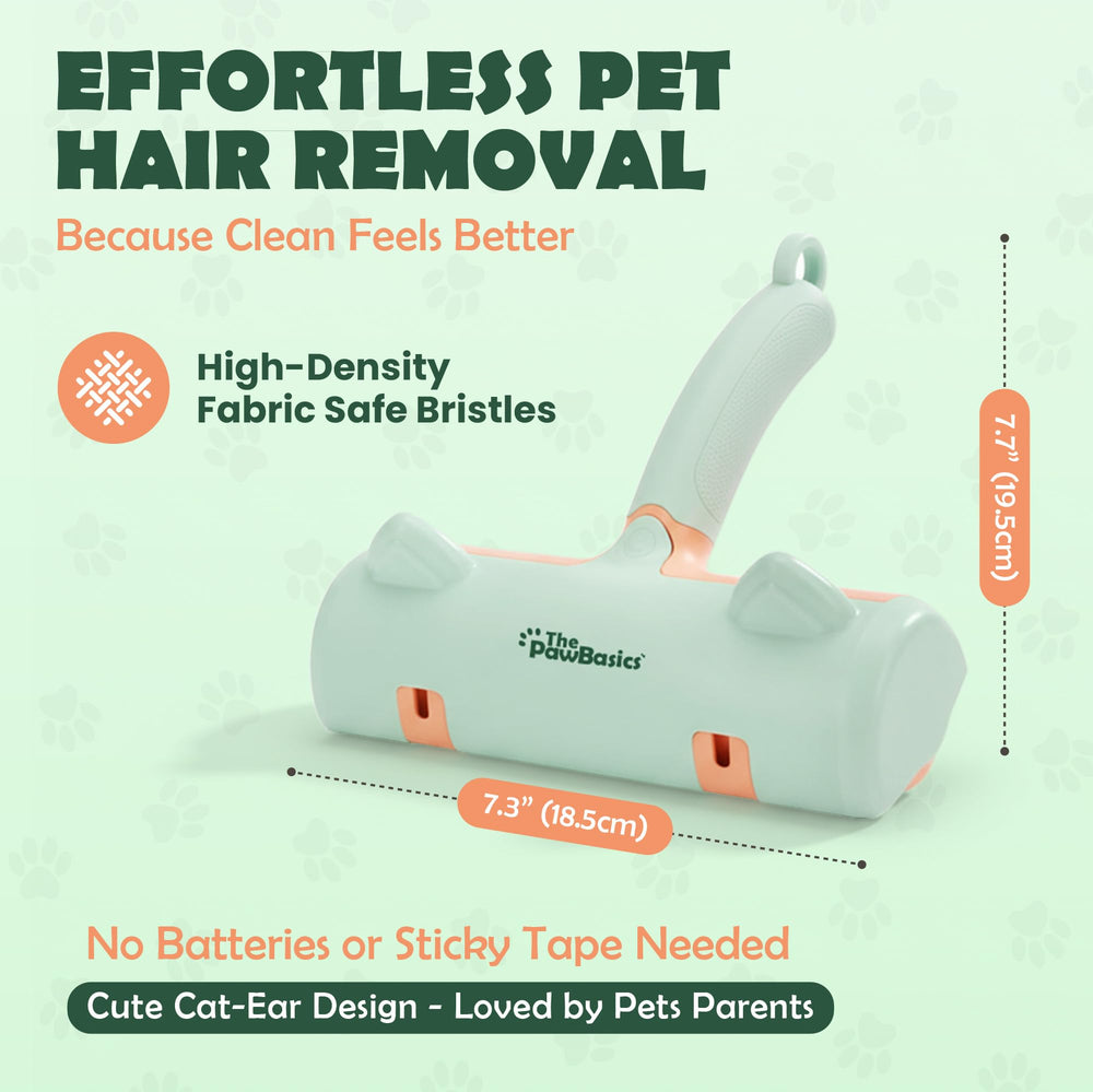 ThePawBasics roller on a couch removes pet hair smoothly without sticky sheets