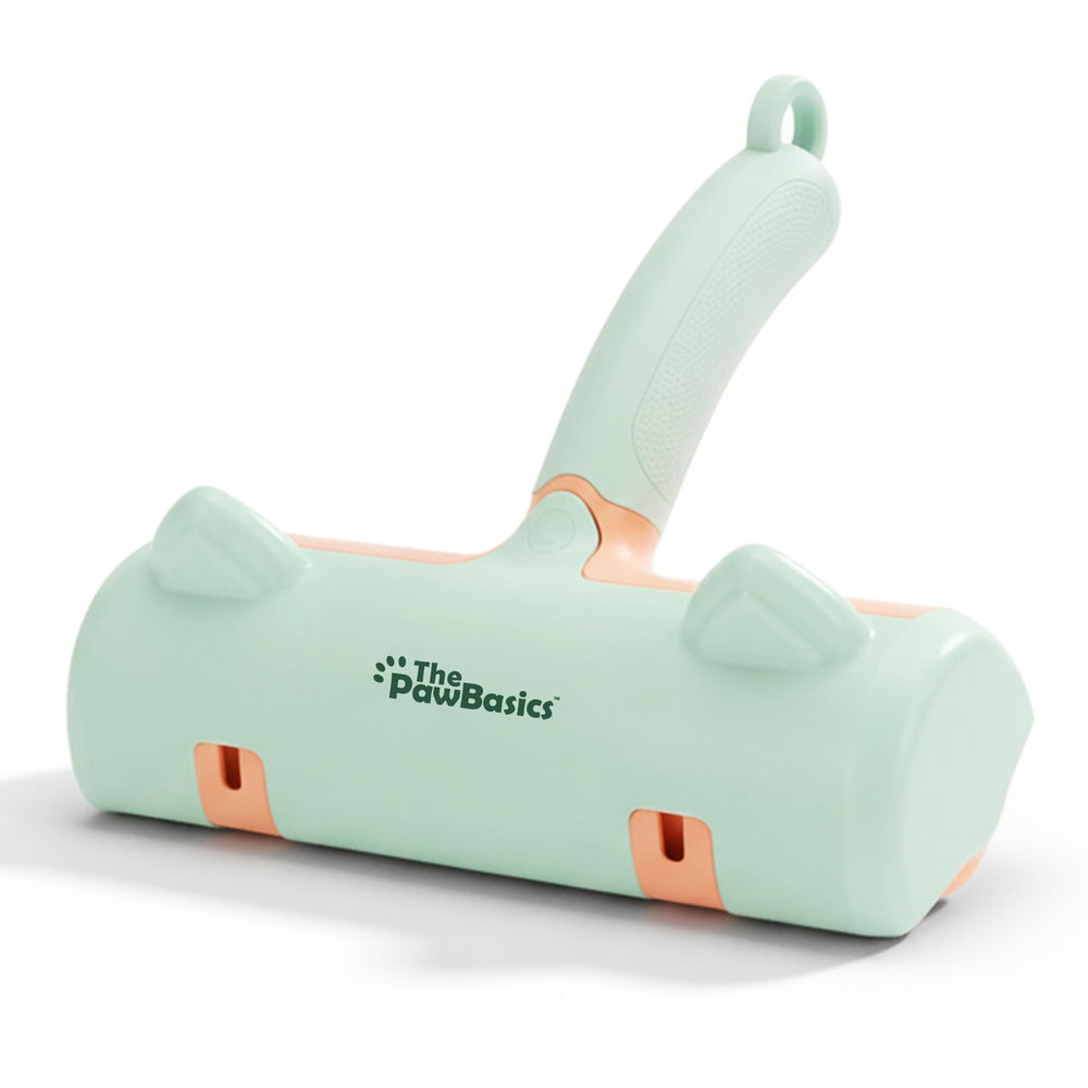 ThePawBasics pet hair remover on cat tower surfaces gathers fur